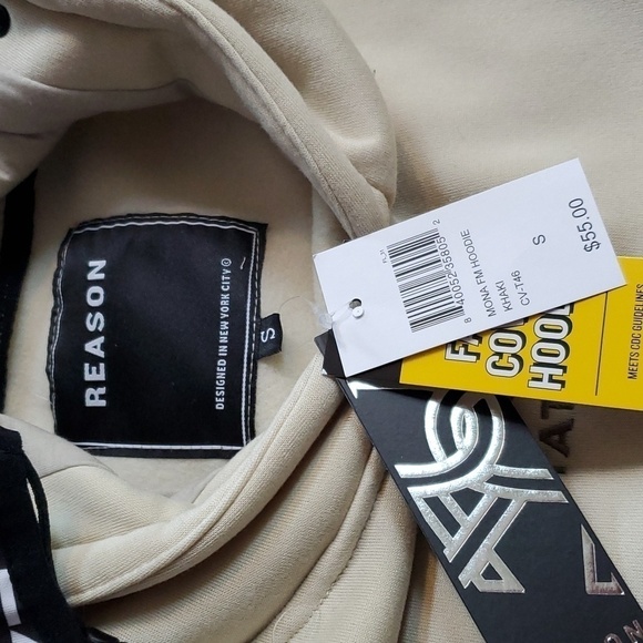 Reason- Womens Cream Hoodie W/ Mask Graphic Covid Sz.Small - Picture 4 of 5